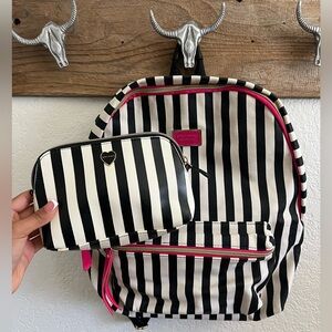 Betsey Johnson New York Stripped BackPack/ mini bag included